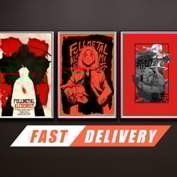 fullmetal alchemist posters - brotherhood, fma, poster print, art, full metal anime, fan home decor, edward elric poster