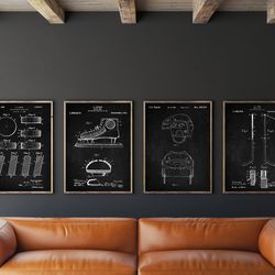 hockey patent set of 4,hockey shoes patent, hockey puck poster, hockey stick decor, winter sport decor, -1.jpg