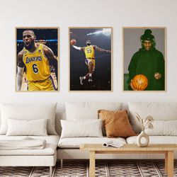 lebron james poster, lebron james set of 3 posters, basketball poster, wall decor, lebron james print, nba poster, sport