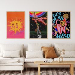 retro poster, retro set of 3 posters, retro posters, retro art, aesthetic poster, aesthetic art, wall decor, wall art, t