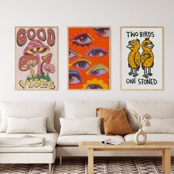 retro poster, retro set of 3 posters, retro posters, retro art, aesthetic poster, wall decor, wall art, retro, trendy po