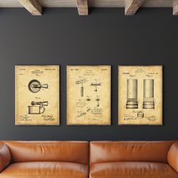 shaving patent set of 3, razor patent, shaving mug, shaving soap stick, bathroom decor, barber shop art, gift for him, -