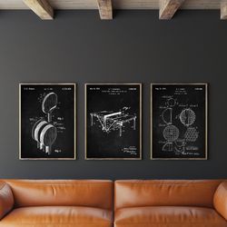 table tennis patent set of 3, table tennis poster, tt bat art, racquet patent print, table tennis ball, ping pong wall a