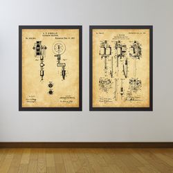 tattoo gun patent set of 2, antique tattoo markers poster group, tattooing print, tattooist gift, -1.jpg