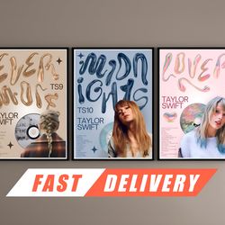 taylor swift posters evermore midnights lover, vibrant poster print wall art for music lovers, perfect gift for swifties