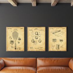 tennis patent set of 3, tennis court poster, tennis racket patent, tennis ball art, .jpg