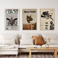 travis scott poster, travis scott set of 3 posters, wall decor, aesthetic poster, album poster, aesthetic poster, music