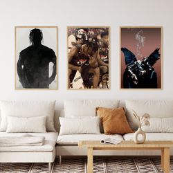 travis scott poster, travis scott set of 3 posters, wall decor, album poster, aesthetic poster, travis scott, music post