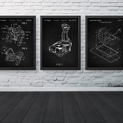 video game patent set of 3, joystick poster, video game art, video game control unit, nursery decor, -1.jpg