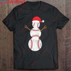 Baseball Snowman Santa Hat Christmas Baseball Player Gift Shirt, Mens Christmas Shirts  Wear Love, Share Beauty