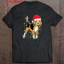 beagle dog christmas lights shirt, plus size ladies christmas tops wear love, share beauty