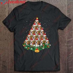 beagle dog santa hat christmas tree t-shirt, plus size womens xmas tops wear love, share beauty