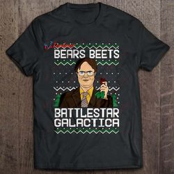 bears beets battlestar galactica dwight schrute the office christmas sweater shirt, christmas t shirts funny