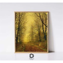 vintage autumn landscape art print, artful fall printable
