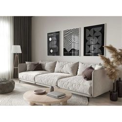 bauhaus poster set of 3, minimalist retro wall