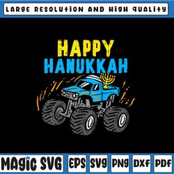 happy hanukkah monster truck png, monster truck png, hanukkah party png, boys kid gift, menorah jewish sublimation desig
