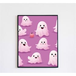 cute cartoon ghosts art print - halloween decoration