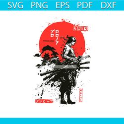 retro roronoa zoro one piece 90s anime otaku manga svg