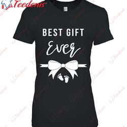 best gift ever christmas pregnancy expecting mom t-shirt, plus size ladies christmas sweaters wear love, share beauty
