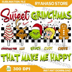 sweet grinchmas that make me happy png,christmas tree png,max png,grinch png,cindy png,cookie png