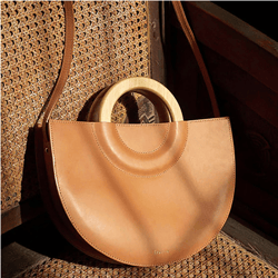 Wooden Handle Crossbody Handbags Boho Tote Leather Purse Crossbody Bag Casual Trendy Stylist