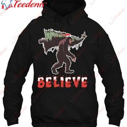 bigfoot believe santa hat christmas sasquatch costume pullover t-shirt, christmas sweaters on sale wear love, share bea