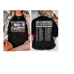 jonas brothers tour shirt, jonas brothers double sided t-shirt, five albums one night tour sweatshirt, joe jonas homage,