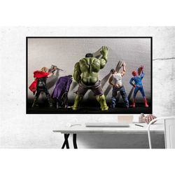 avengers movie hulk superheros in toilet poster, room