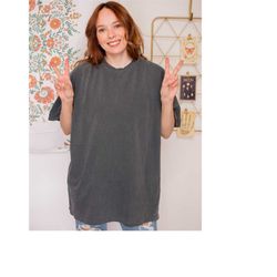 comfort colors blank t shirt ,oversized boho style tee , soft worn t-shirt 100 cotton ,diy blank shirt   trendy unisex t