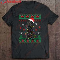 black lab labrador christmas lights santa dog lover ugly shirt, cotton christmas shirts mens  wear love, share beauty