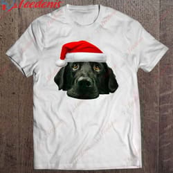 black lab shirt cute santa hat image funny christmas gift premium shirt, women family christmas shirts wear love, share