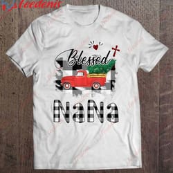 blessed nana christmas tree truck t-shirt, couples christmas shirts wear love, share beauty