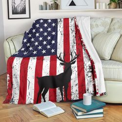 deer hunting american flag blanket &8211 n81019d