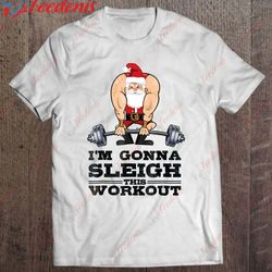 bodybuilder santa gym shirt for women and men christmas gift t-shirt, men funny christmas shirts for work wear love, sh