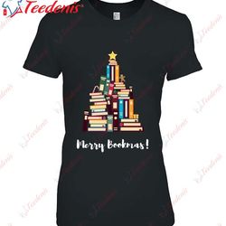 booklovers christmas book tree merry bookmas shirt, plus size womens christmas clothing wear love, share beauty