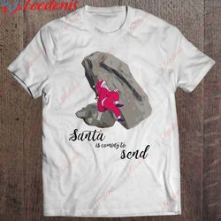 bouldering gift idea for christmas climbing santa t-shirt, christmas shirt ideas for family wear love, share beauty