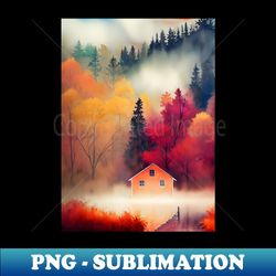 Colorful Autumn Landscape Watercolor 6 - Unique Sublimation PNG Download - Spice Up Your Sublimation Projects