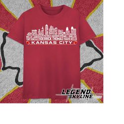 kansas city football team all time legends, kansas city skyline shirt