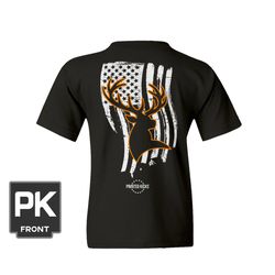 deer hunting american flag youth t-shirt