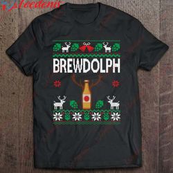 brewdolph ugly christmas beer lover craft beer brewer t-shirt, plus size ladies christmas tops wear love, share beauty