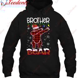 brother bear buffalo plaid dab bear lights christmas pajama shirt, plus size ladies christmas clothes wear love, share