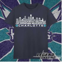 charlotte basketball team all time legends, charlotte city skyline shirt