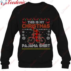 buffalo plaid cycling christmas pajama ugly sweater shirt, plus size womens christmas shirts wear love, share beauty