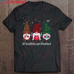 buffalo plaid gnome healthcare worker nurse christmas pajama shirt, plus size ladies christmas sweaters wear love, shar