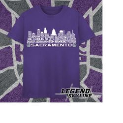sacramento basketball team all time legends, sacramento city skyline shirt