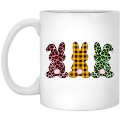 funny bunny rabbit leopard buffalo plaid easter hunting egg mug cup coffee