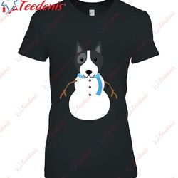 bull terrier snowman shirt dog christmas gift bull terrier t-shirt, cotton men christmas shirts family wear love, share