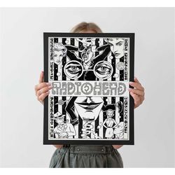 radiohead music poster, autumn home decor, a4 a3