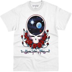 liquid blue grateful dead space face white t-shirt