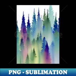 Pine Tree watercolor landscape 1 - Trendy Sublimation Digital Download - Transform Your Sublimation Creations